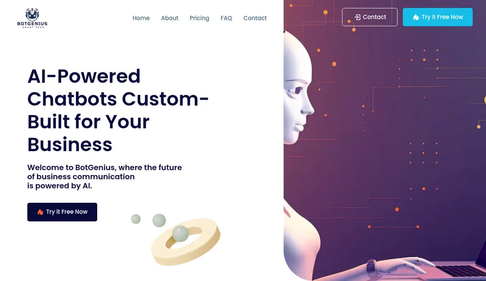 Screenshot of the BotGenius website